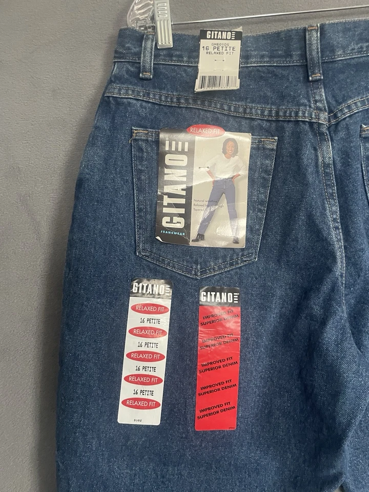 VTG Gitano Relaxed Fit Women's Size 16 Petite 32x28 Med Wash Blue New With Tags - Image 4 of 4