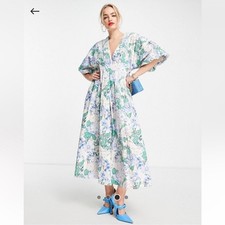 ASOS Edition Puff Sleeve Floral Dress