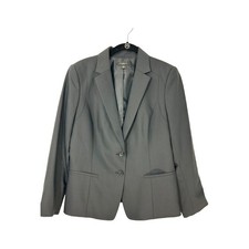 Ann Taylor Blazer Size 8 Black Wool Blend Two Button Notch Long Sleeve Career