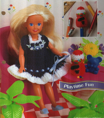 NEW PLAYTIME FUN & MAJORETTE OUTFIT DOLL DRESSES CROCHET PATTERN INSTRUCTIONS