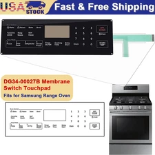 Membrane Switch Touchpad Overlay Compatible with Samsung Range Oven DG34-00027B