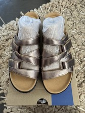 Image of Clarks Karli Women's Leather Sandals Hook & Loop Size 3 UK Metallic Bronze New