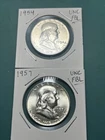 1957 & 1954 50C Franklin Half Dollar / Halves BU/AU/Uncirculated BU With FBL!!!