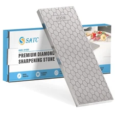S SATC Diamond Sharpening Stone 2 Side Grit 400/1000 Diamond Plate Honing Sto...