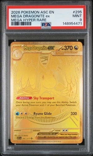 2026 POKEMON ASC EN-ASCENDED HEROES MEGA HYPER RARE #295 MEGA DRAGONITE EX PSA 9
