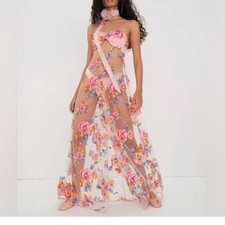 For love and lemons Delaney Peony Embroidered Sheer Lace Maxi Dress