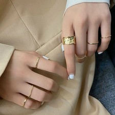 Womens Knuckle Ring Set Silver and Gold Plated Stackable Midi Rings 7 Piece