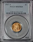 1947-S Lincoln Cent, PCGS MS65 Red