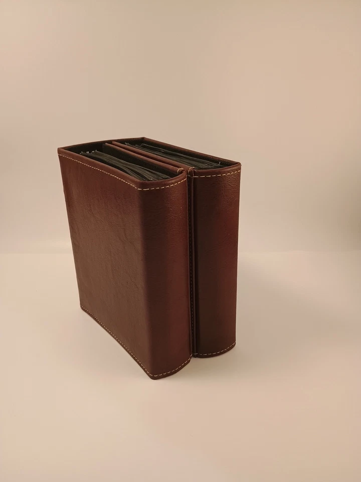 Álbum de fotos doble doble de cuero granate/rojo/marrón contiene fotos de 4x6 Foto 4 de 4