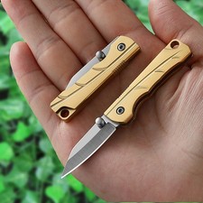 Mini cuchillo de hoja plegable de latón cortador de llavero viaje al aire libre camping herramienta EDC