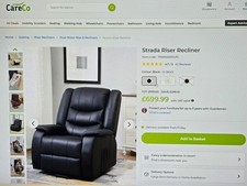 Black leather Strada electric riser recliner. Collect 11am 25/01/2026