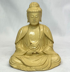 Buddha Shaka Nyorai Sitting Vintage Japanese Resin Buddhist Statue 2 7/8"