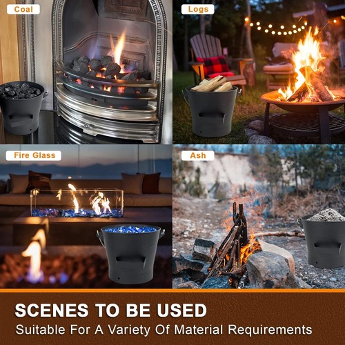 BRIAN & DANY Ash Bucket with Lid, Metal for Fireplaces, 10L Coal Black - Picture 7 of 8