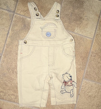 Walt Disney Winnie the Pooh Beige Corduroy Cotton Embroidered Overall One-Piece