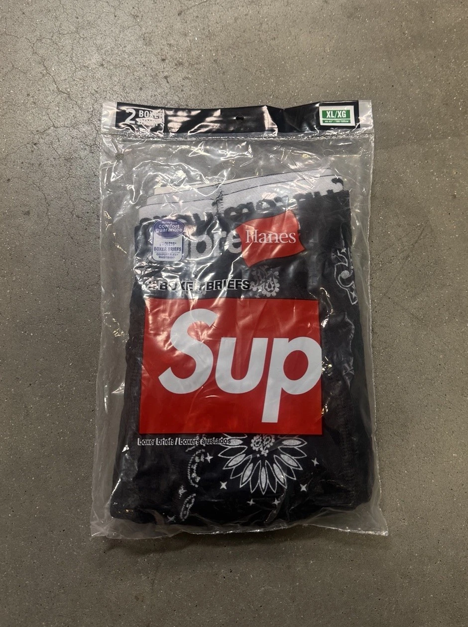 Boxer noir Supreme Bandana Hanes taille Xlarge