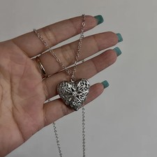 Romantic Heart Locket Pendant Openable Female Silver Color Stainless Steel Photo