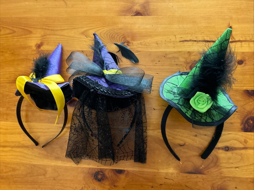 Paquete de 3 diademas de sombrero de bruja de Halloween diademas de bruja de Halloween Foto 3 de 4