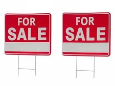 2-Pack For Sale Sign, 16x12 Inch Double-Sided Corrugated Plastic, Heavy Duty