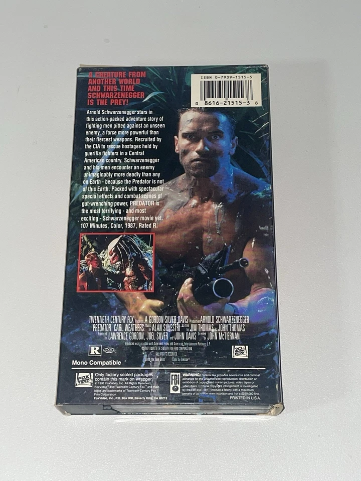 VTG Predator (1987) 1990 CBS FOX VHS Arnold Schwarzenegger Sci-Fi Action - Image 2 of 4