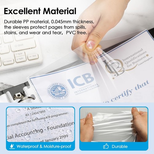 KTRIO Sheet Protectors 8.5 x 11 inch, Clear Page Protector for 3 Ring Binder,... - Picture 3 of 7