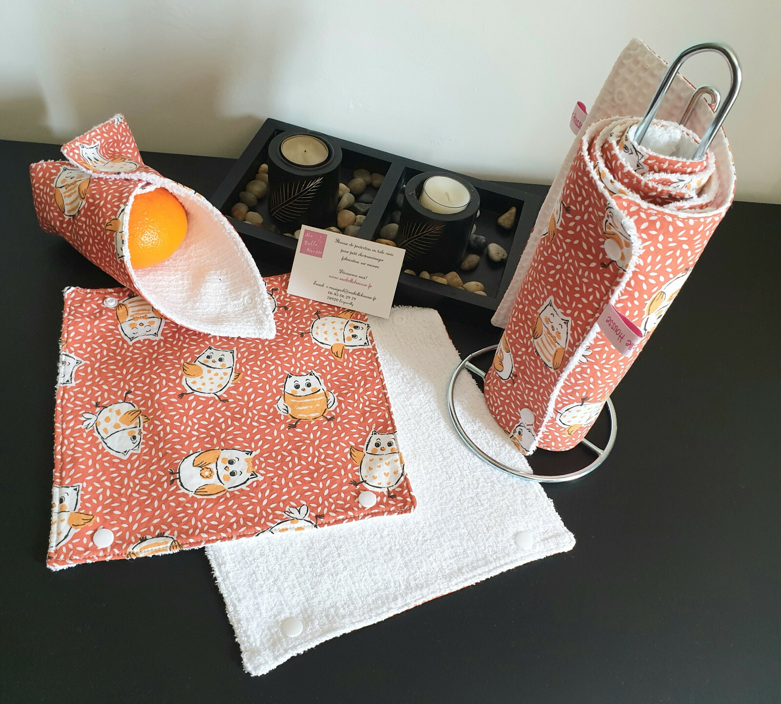 Essuie tout lavable réutilisable nid d'abeille absorbant essuie-tout chouettes