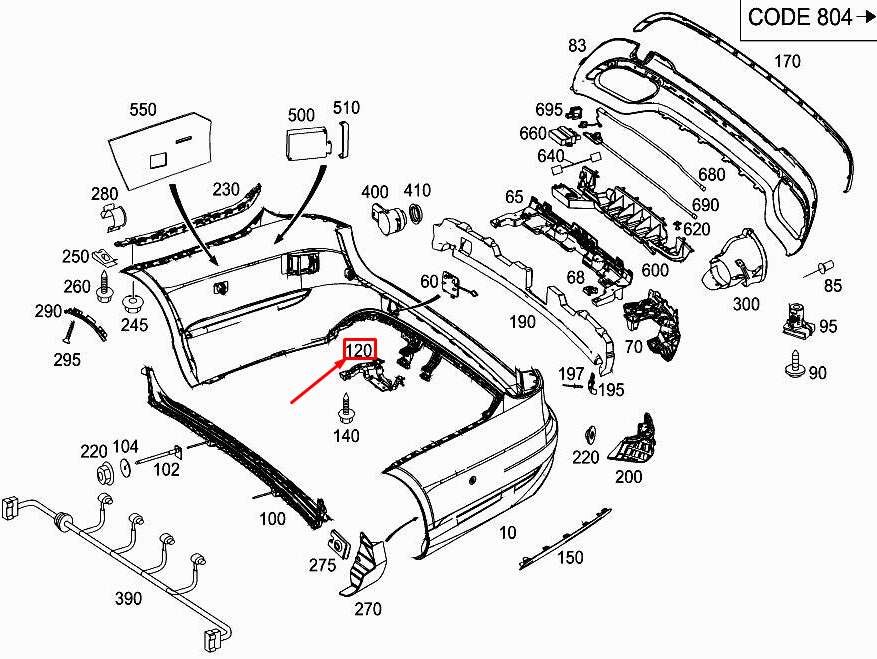 MERCEDES-BENZ E W212 Stoßstangenhalterung hinten unten A2128850145