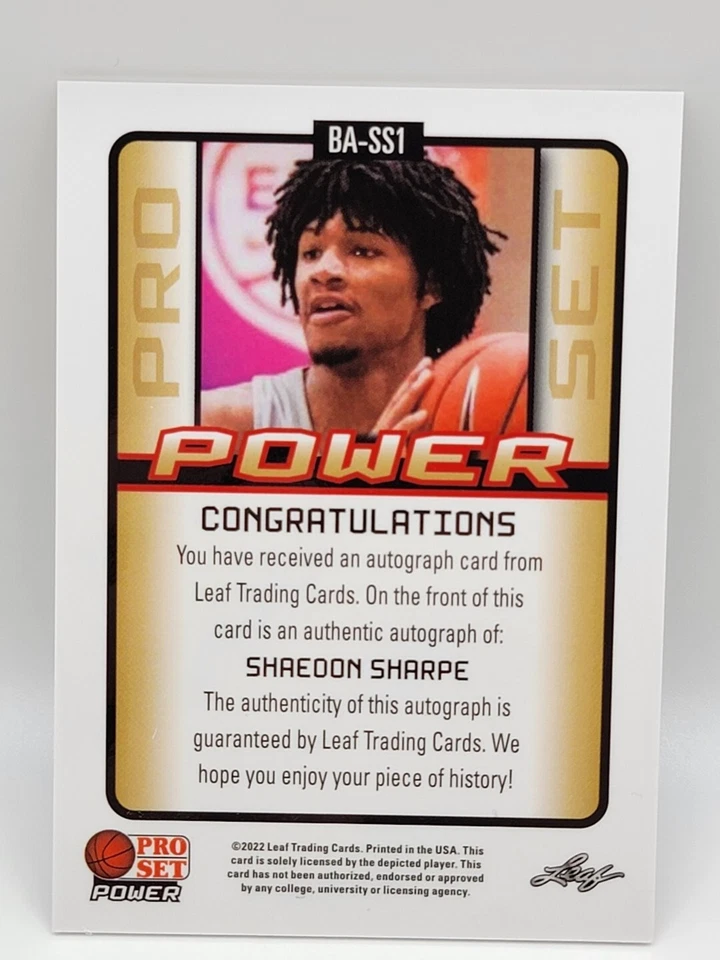 2022 Leaf Proset Power Shaedon Sharpe Auto /99 - Image 2 of 2