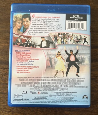 Grease DVD Blue Ray Rockin' Rydell Edition John Travolta