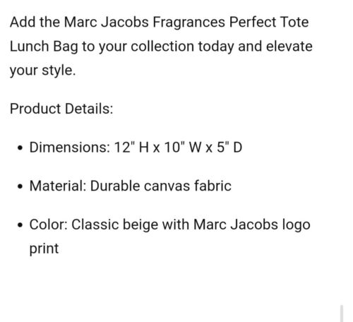 MARC JACOBS PERFECT LUNCH BAG New - Picture 2 of 3