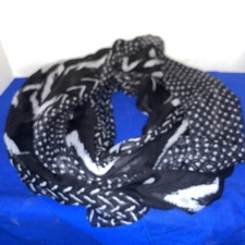 Ladies Infinity Scarf Light Weight Scarf, Black And White Round Scarf-EstateFind