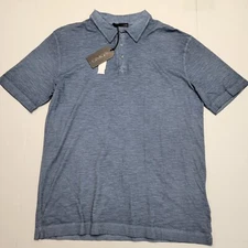 $208 New GIMO'S Polo Shirt Men's 3XL XXX-LARGE Blue 100% Cotton Short Sleeve SS