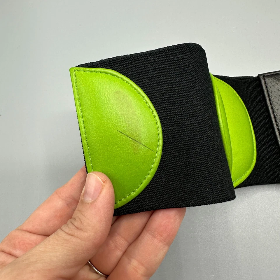 VTG Alden Howard Belt Womens Small Black Neon Green Moon Half Circle 60s 70s 80s - Image 3 of 4