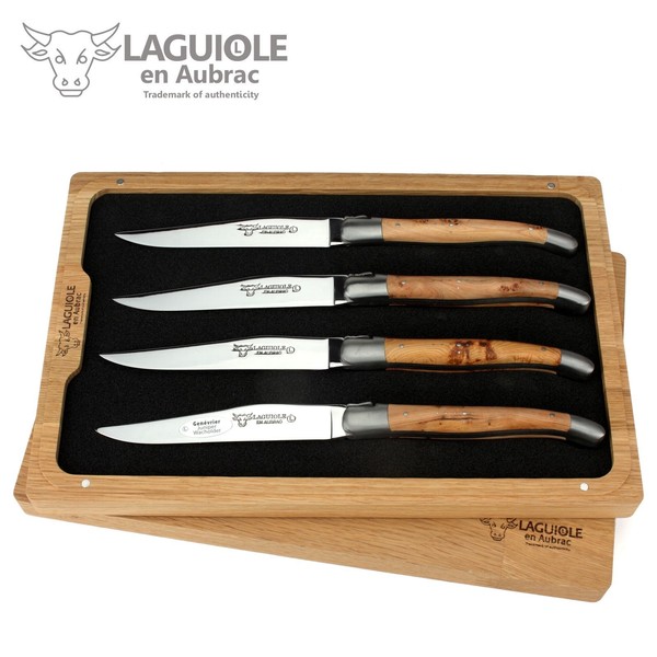 Laguiole En Aubrac - Vier Steakmesser Aus Frankreich - Wacholder Tafel-Messer-image