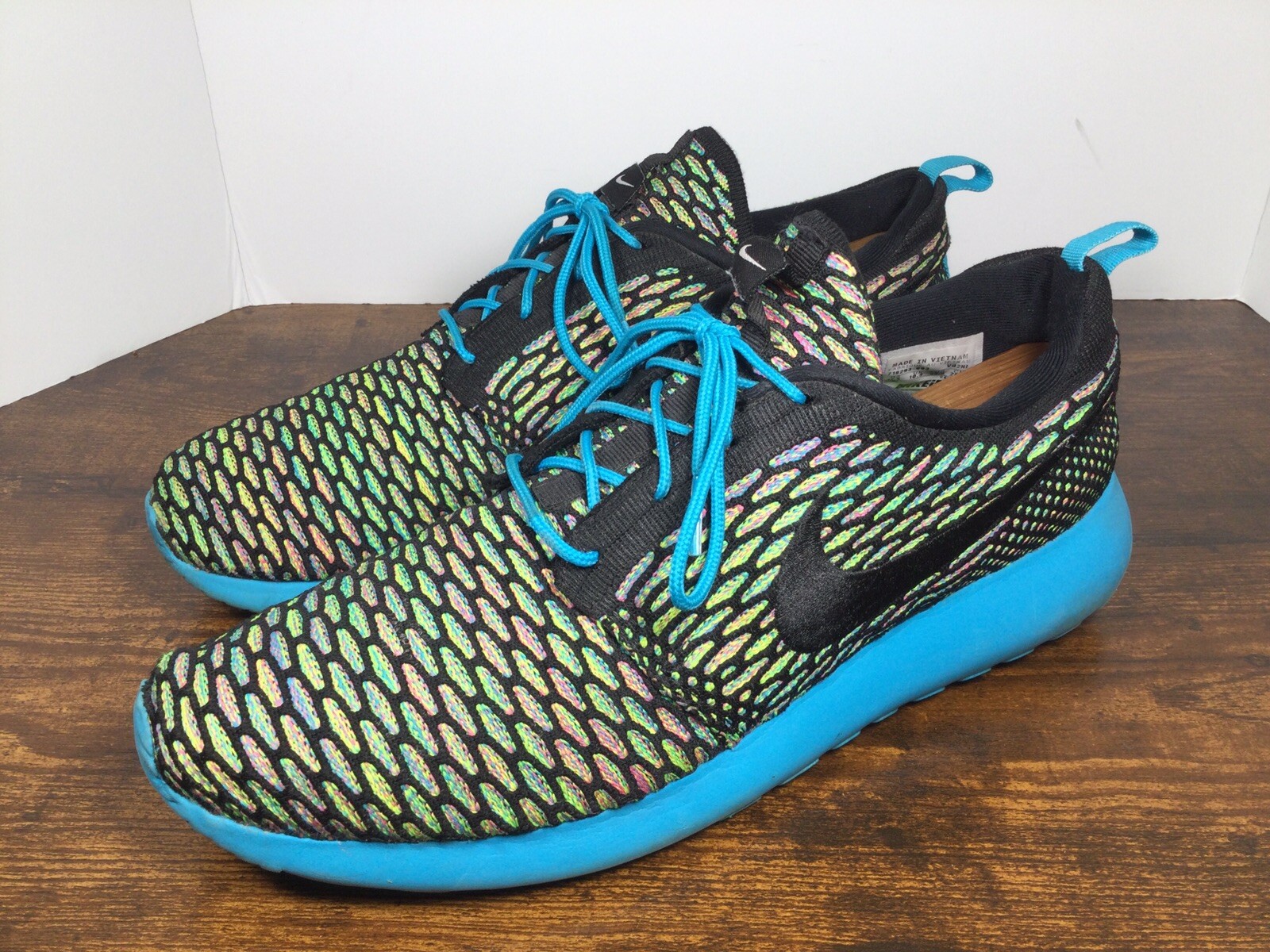 NIKE FLYKNIT ROSHERUN ID MULTI COLOR Blue Men's Size 11.5 [718293-993]