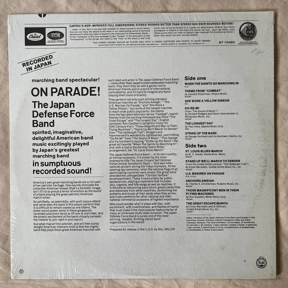 JAPANESE DEFENSE FORCE BAND On Parade! 1967 Vinyl LP Capitol ST 10480 - MINT Foto 2 de 2