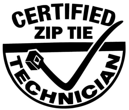 Certified Zip-Tie Tech. Hardhat decal, car truck window sticker. 3" - 第 1/4 張圖片