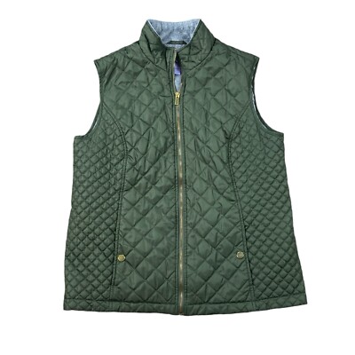 Laura Scott Womans Fleece Lined Quilted Vest Size L Green Has