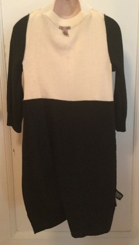 H&M Retro 1960s Black White Go Go Mod Color Block Ribbed Knit Sweater Scoop 10 - Picture 7 of 8