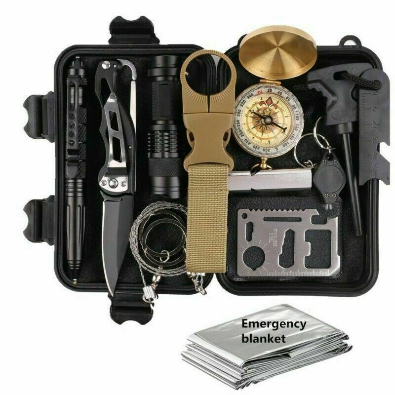 Outdoor Emergency Survival Gear Kit Camping Tactical Tools 13 in 1 SOS EDC Case 1