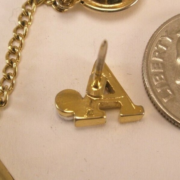 A Rhinestone Monogram Initial Letter Vintage Tie … - image 5