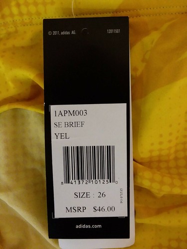 Adidas Infinitex Plus Mens 26 Competition Brief yellow new NWT - Picture 7 of 9