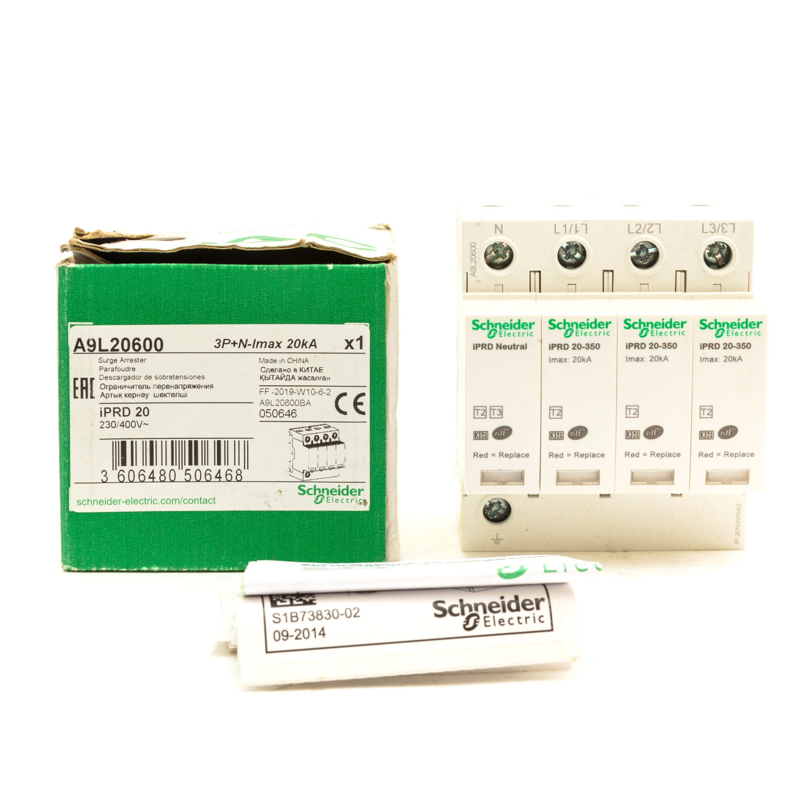 SCHNEIDER MODULAR SURGE ARRESTER TRIPLE POLE & NEUTRAL IPRD20 A9L20600 VAT INC