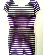 Forever 21 Dress Women's M Pullon Mini Cap Slv/ Scoop Bk Blk/Wht Cotton/Elas EUC