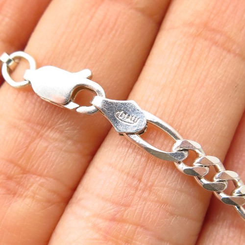 italy 925 sterling silver figaro link baby id bracelet 5.5"