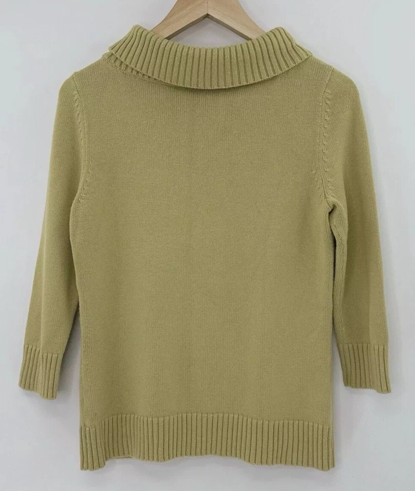 Suéter Talbots Amarillo/Verde Tejido Cuello Redondo Cuello Alto Talla PS, Preppy, Carrera Foto 2 de 4