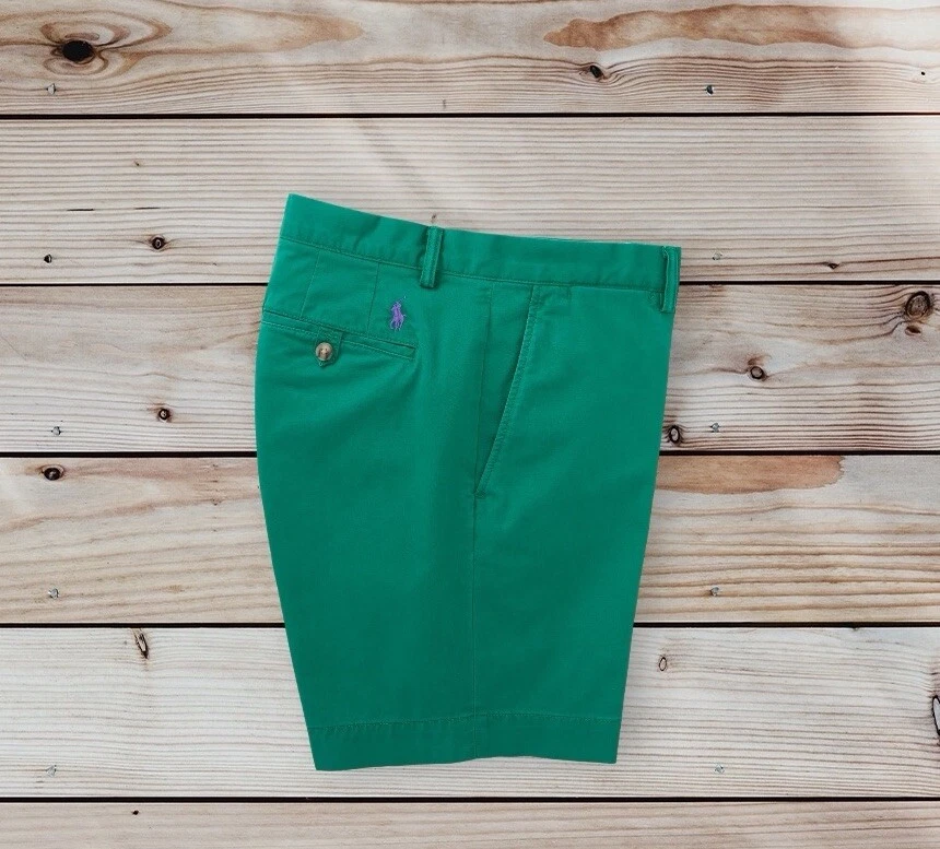 Polo Ralph Lauren bedford Apple Green Stretch Straight Chino Short 32 W 38W