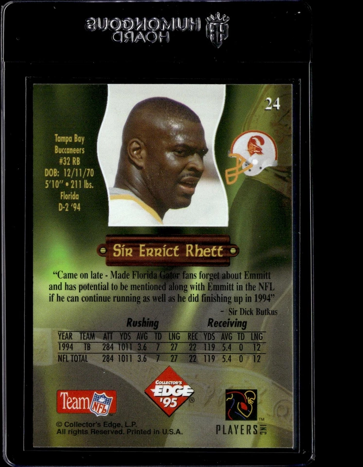 1995 Collector's Edge Excalibur Rookie Roundtable #24 Errict Rhett - Image 2 of 2