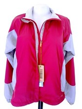 New Ll Bean Womans Red Grey Nylon Zipped Lightweight Rain Jacket - L