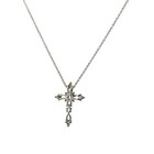 Designer FJM Sterling Silver Cubic Zirconia Cross Necklace 18" Chain — photo 2