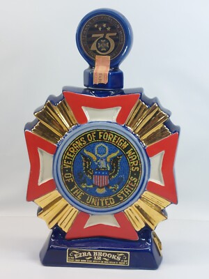 Vintage Erza Brooks Bourbon Decanter 75Th Anniversary Of Foreign Wars 1973 Empty